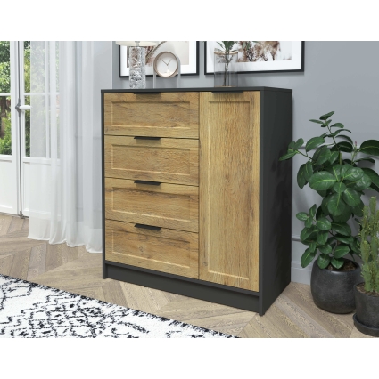 Тумба Тренд КТ-Т90 (Антрацит ЛДСП/ Дуб вотан ЛМДФ) Ш900 В1020 Г451